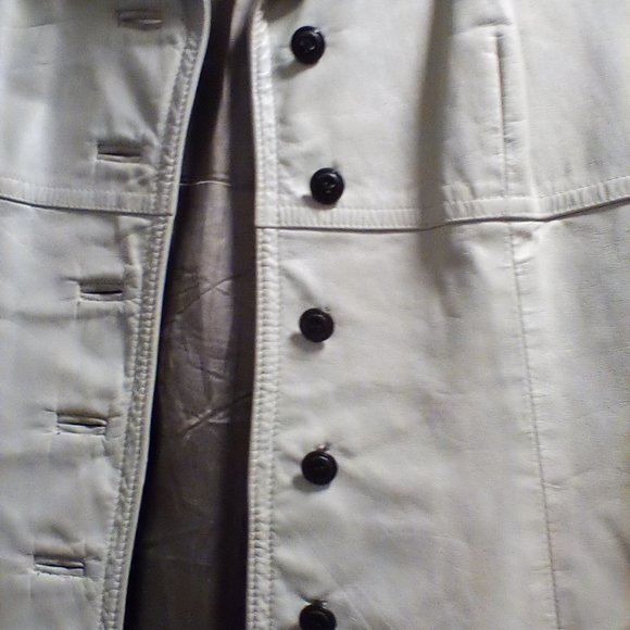 Grey Leather Coat - Picture 3 of 4